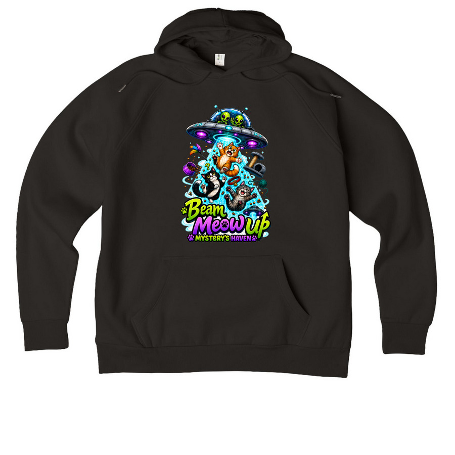 Beam Meow Up, a Deep Black Allmade Organic CVC Pullover Hoodie