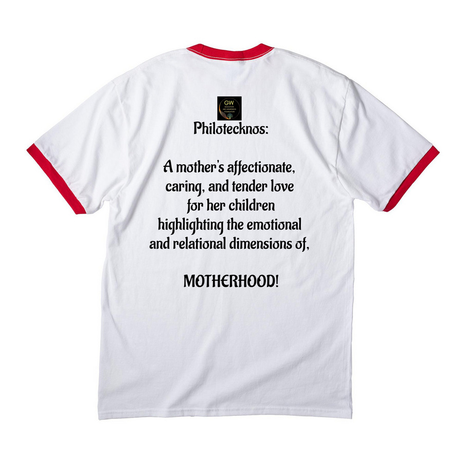 I AM a daughter......, a White/ Red Cotton Ringer Tee (back-view)