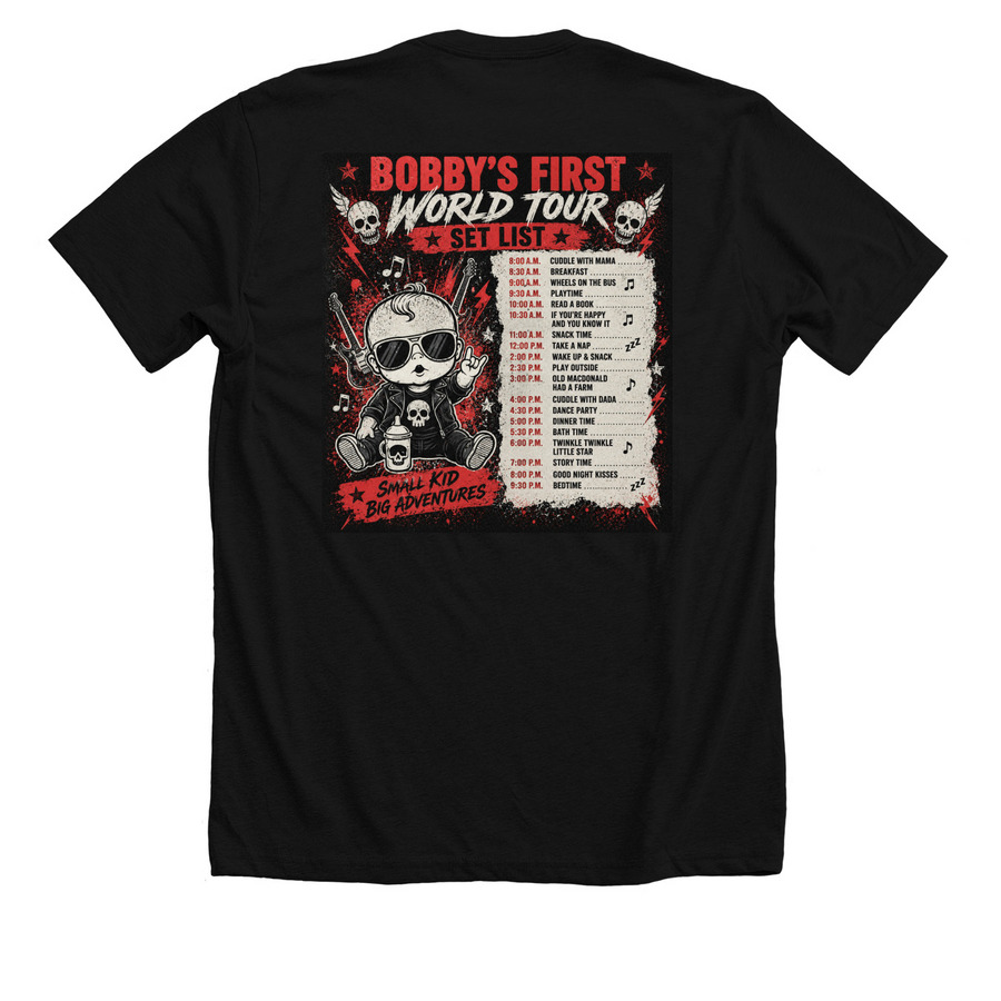 Bobby?s World Tour Fundraiser&nbsp;, a Solid Black Blend Premium Unisex Tee (back-view)