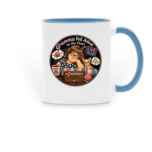 Gramma's Sleepy, a Light Blue Two-Tone Ceramic Mug