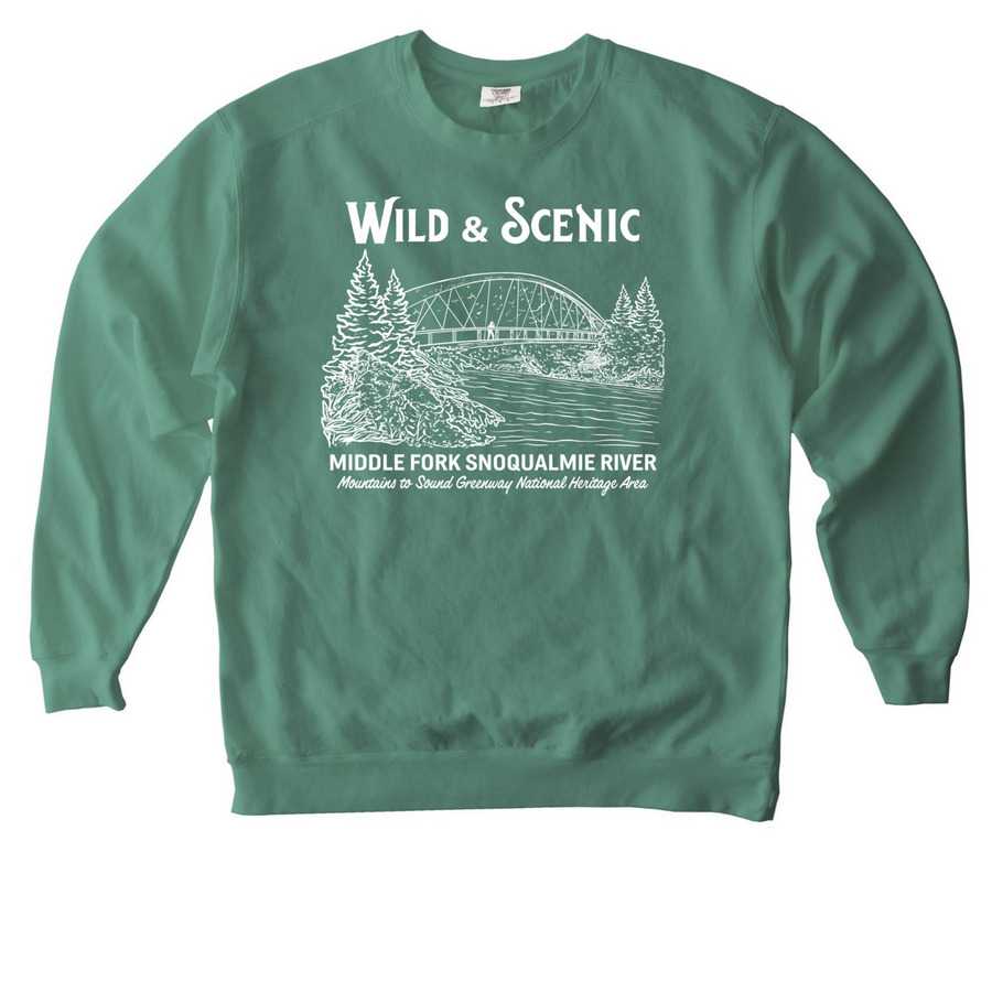 Wild & Scenic, a Light Green Comfort Colors Crewneck Sweatshirt