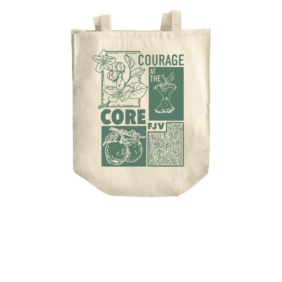 Courage at the Core FJV Tote, a Natural Over-the-Shoulder Shopping Tote Bag (back-view)