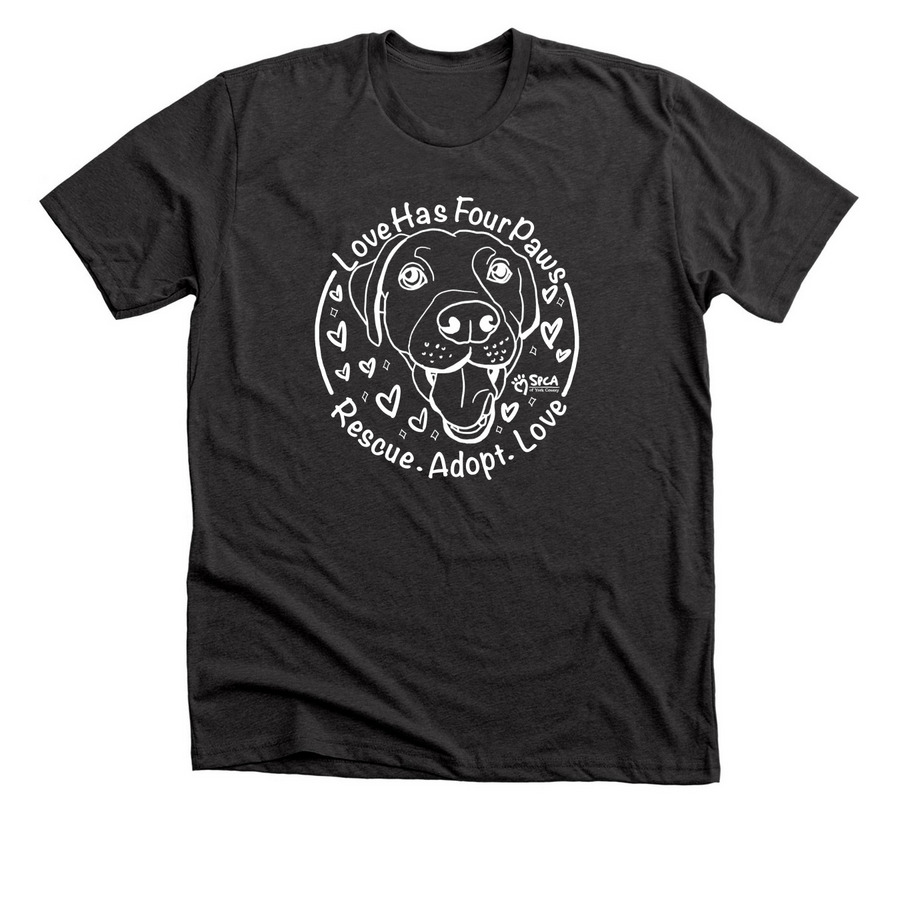 Adopt Dogs-White Lettering&nbsp;, a Dark Grey Heather Premium Unisex Tee