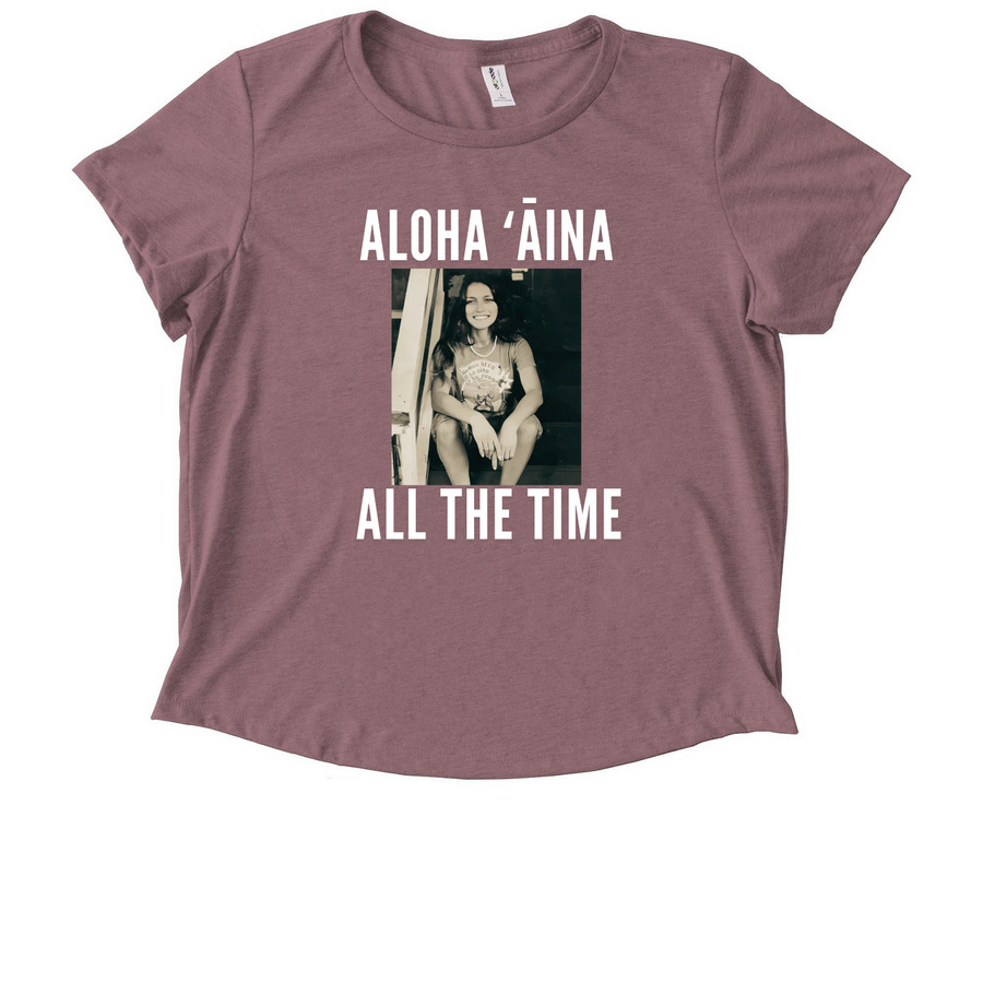 Aloha ??ina All The Time, a Vintage Rose Allmade Eco Triblend Women?s Scoop Neck Tee