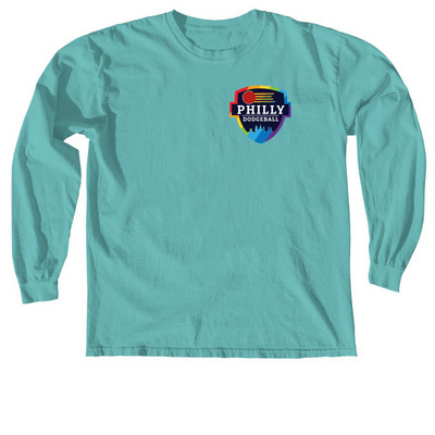 Philly Dodgeball Pride, a Seafoam Comfort Colors Long Sleeve Tee