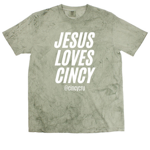 Jesus Loves Cincy, a Fern Comfort Colors Colorblast Tee
