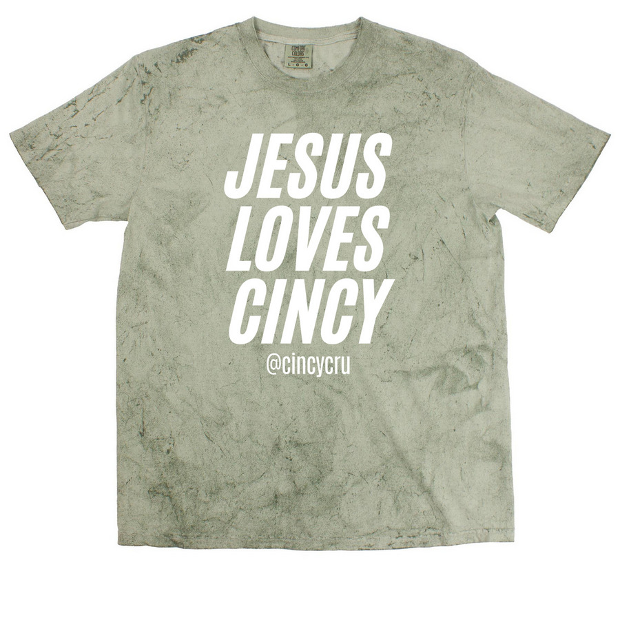 Jesus Loves Cincy, a Fern Comfort Colors Colorblast Tee