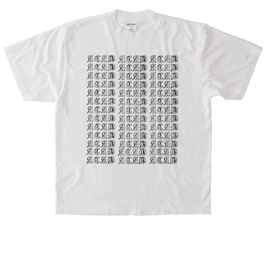 + A C A B - 01 +, a White Heavyweight Garment Dye Tee