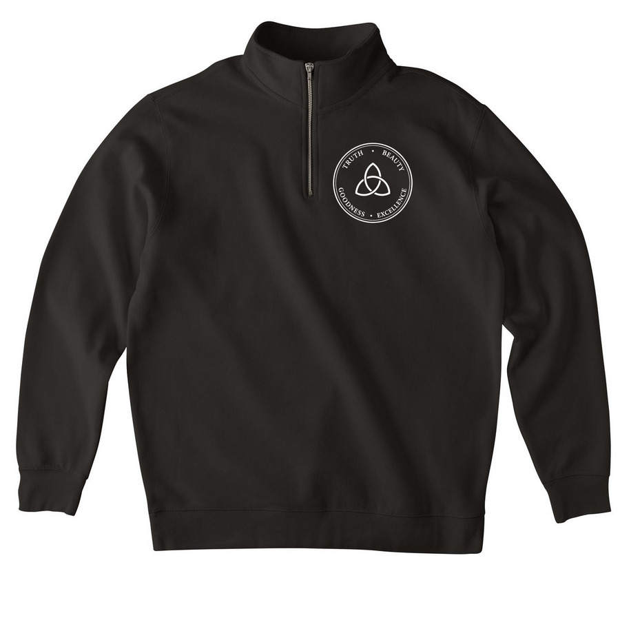 Goodness, Beauty, Excellence Quarter Zips, a Black Midweight Quarter Zip Pullover