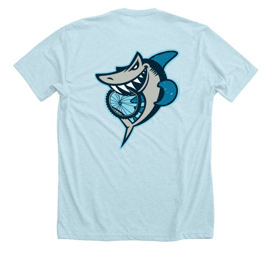 Sussex Sand Sharks!!, a Heather Ice Blue Premium Unisex Tee (back-view)