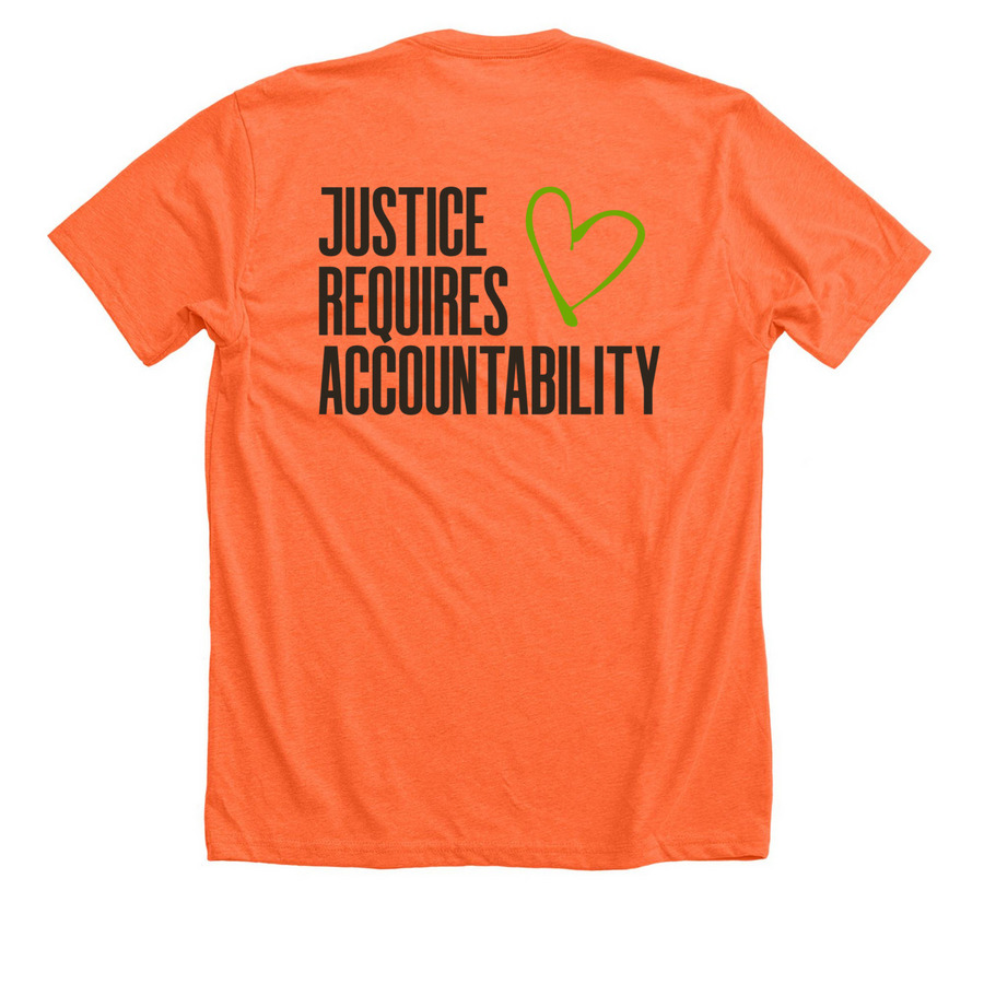 Animal Justice Advocacy, a Heather Orange Premium Unisex Tee (back-view)