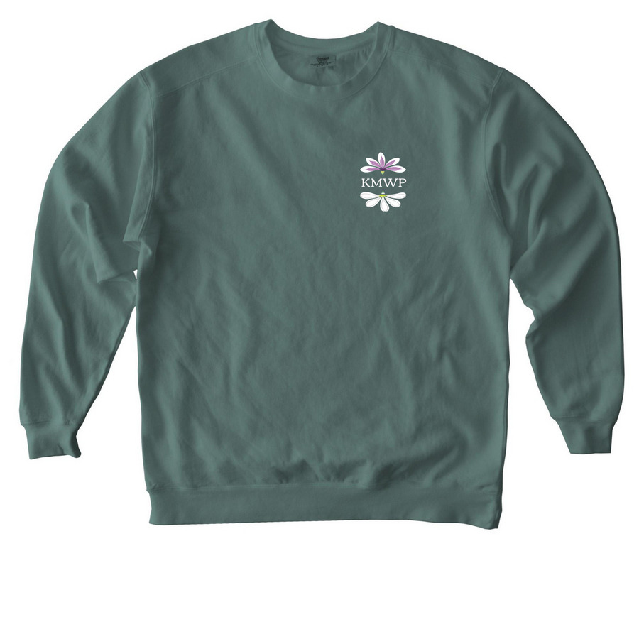 Naupaka (front + back, white font), a Blue Spruce Comfort Colors Crewneck Sweatshirt