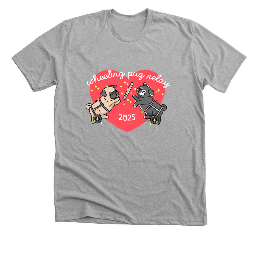 Wheeling Pug Relay 2025 Unisex, a Athletic Heather Premium Unisex Tee