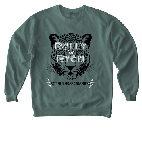 Rally For Ryan-Batten Disease, a Blue Spruce Comfort Colors Crewneck Sweatshirt