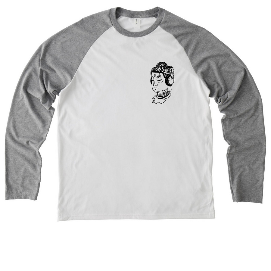 Support Your Local Yoga Dealer, a Aluminum Grey/ Bright White Allmade Eco Triblend Colorblock Raglan Long Sleeve Tee