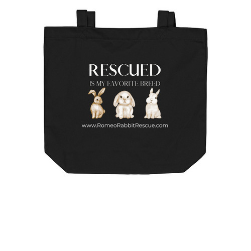 Rescued is My Favorite Breed, a Black Organic Cotton Tote Bag