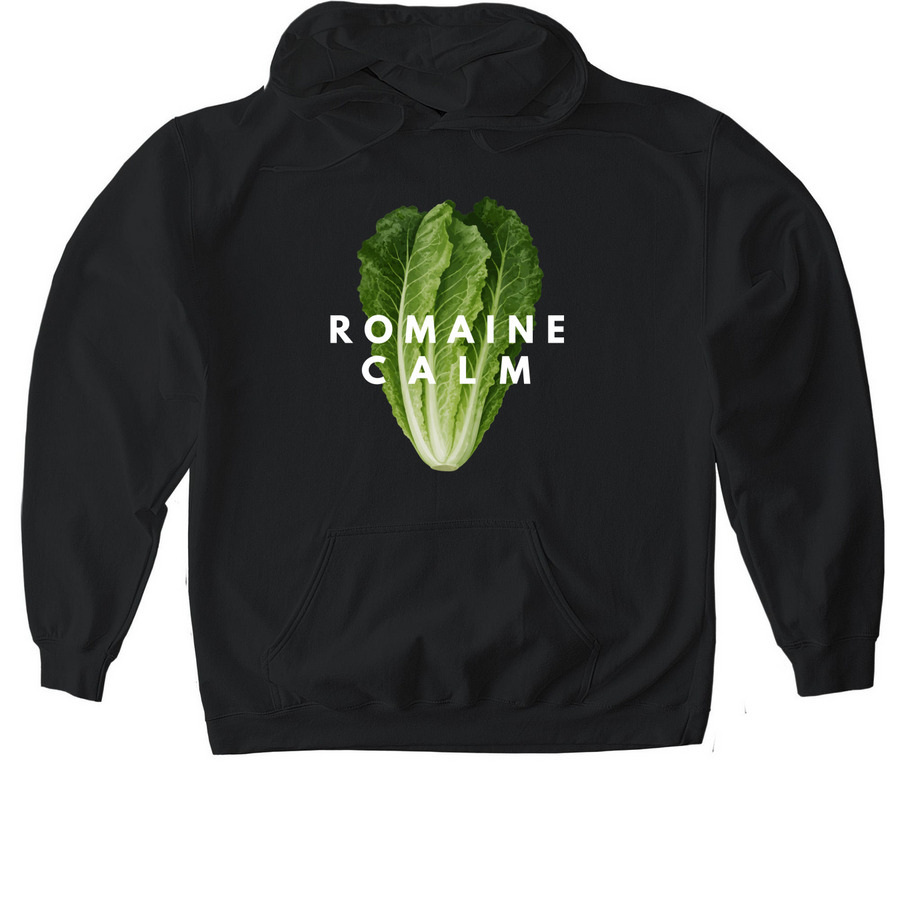 Romaine Calm, a Black Gildan Softstyle Pullover Hoodie