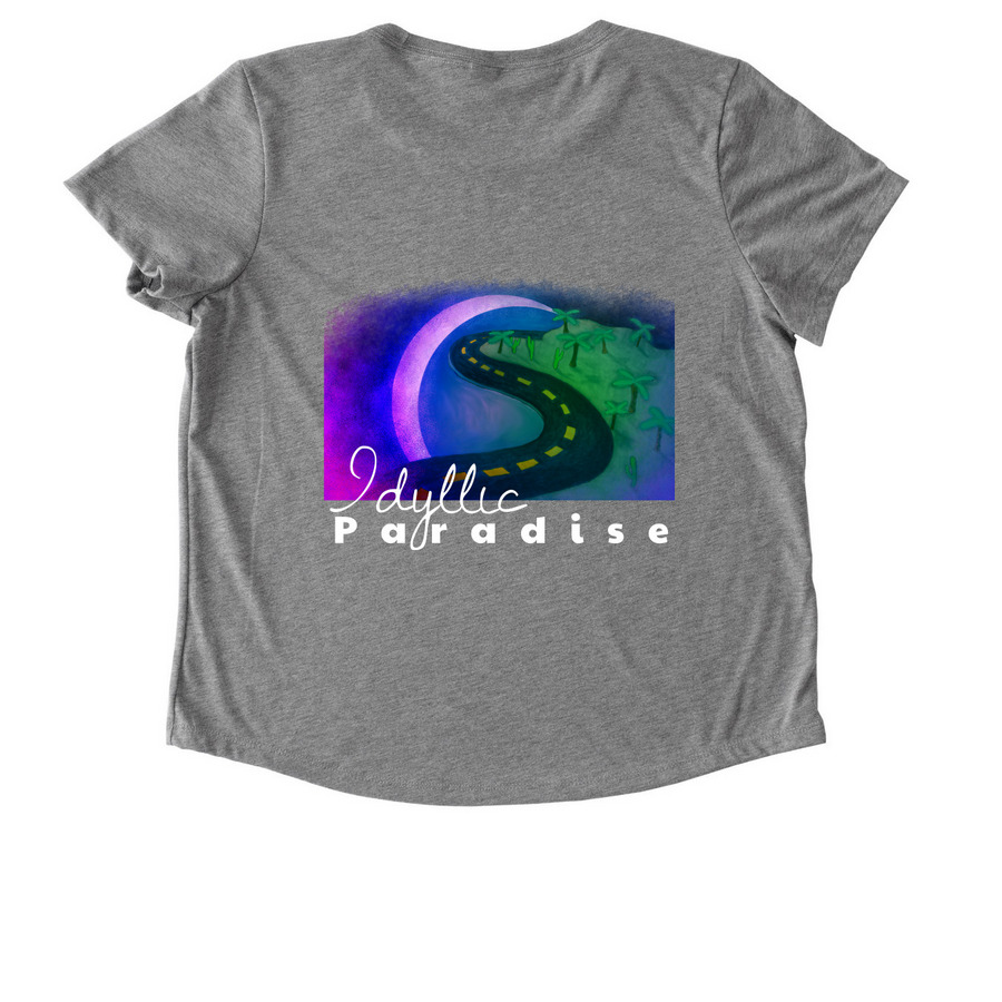 Idyllic, a Aluminum Grey Allmade Eco Triblend Women?s Scoop Neck Tee (back-view)