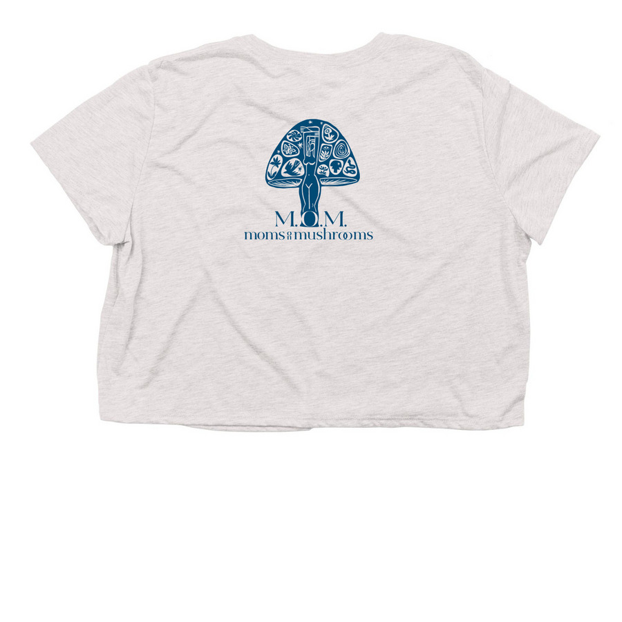 Grateful M.O.M. Cropped Tee, a Heather Dust Women?s Flowy Cropped Tee (back-view)
