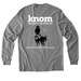 KNOM Radio Mission, a Granite Grey Heather Allmade Organic Cotton Long Sleeve Tee (back-view)