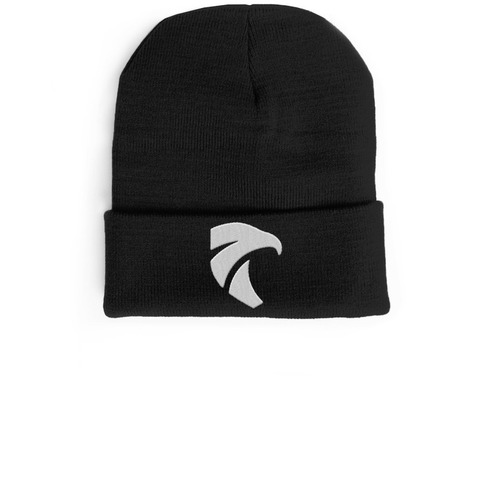 Hawk Logo Beanie, a Black Cuffed Beanie