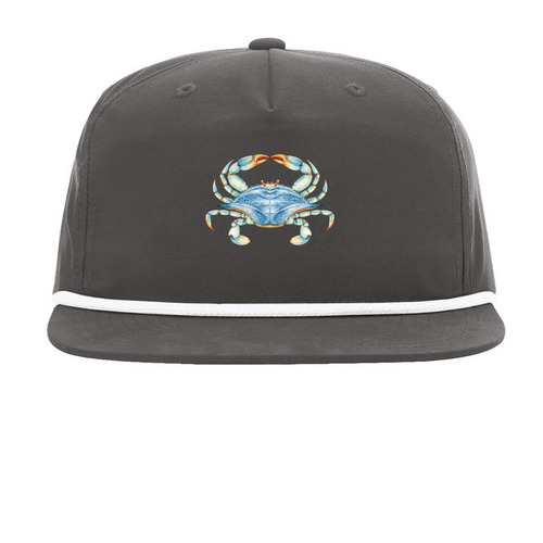 Crab Hat, a Charcoal/ White Printed Umpqua Snapback Cap