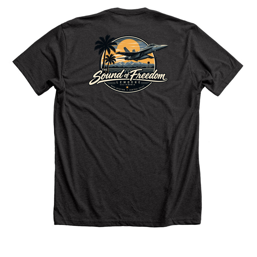 F18 Sound of freedom&nbsp;, a Dark Grey Heather Premium Unisex Tee (back-view)