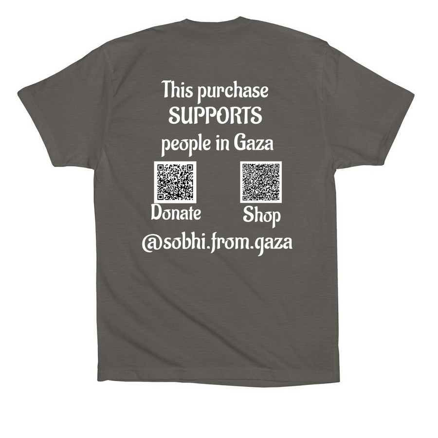 Help NurseSobhi Reach Safety and Study Abroad, a Asphalt Premium Cotton Tee (back-view)