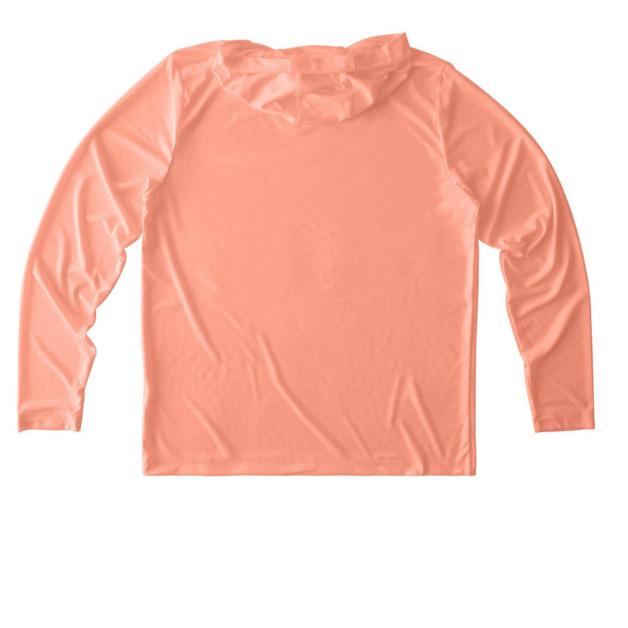JLSP Seashell UV Long Sleeve Hoodie, a Soft Coral UV Performance Long Sleeve Hoodie (back-view)