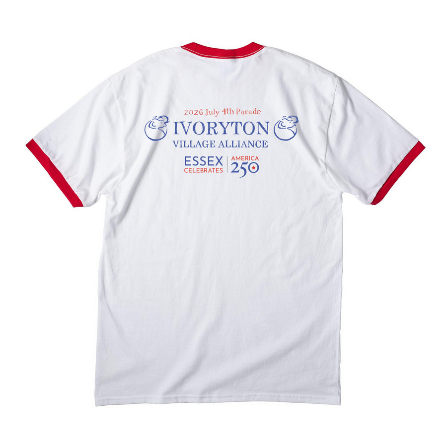 America's 250, a White/ Red Cotton Ringer Tee (back-view)
