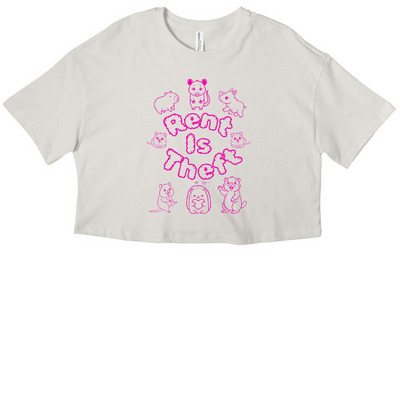 Rent is theft. Period.&nbsp;, a Vintage White Women?s Cropped Cotton Tee