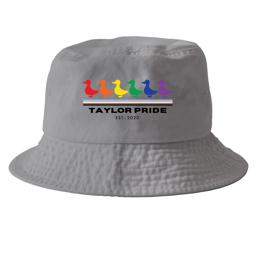 Taylor Pride Logo Headwear, a Grey Printed Bucket Hat