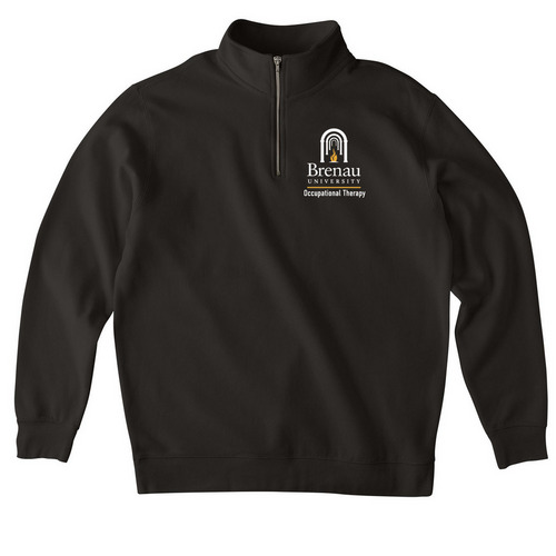 Black Brenau OT Quarterzip, a Black Midweight Quarter Zip Pullover