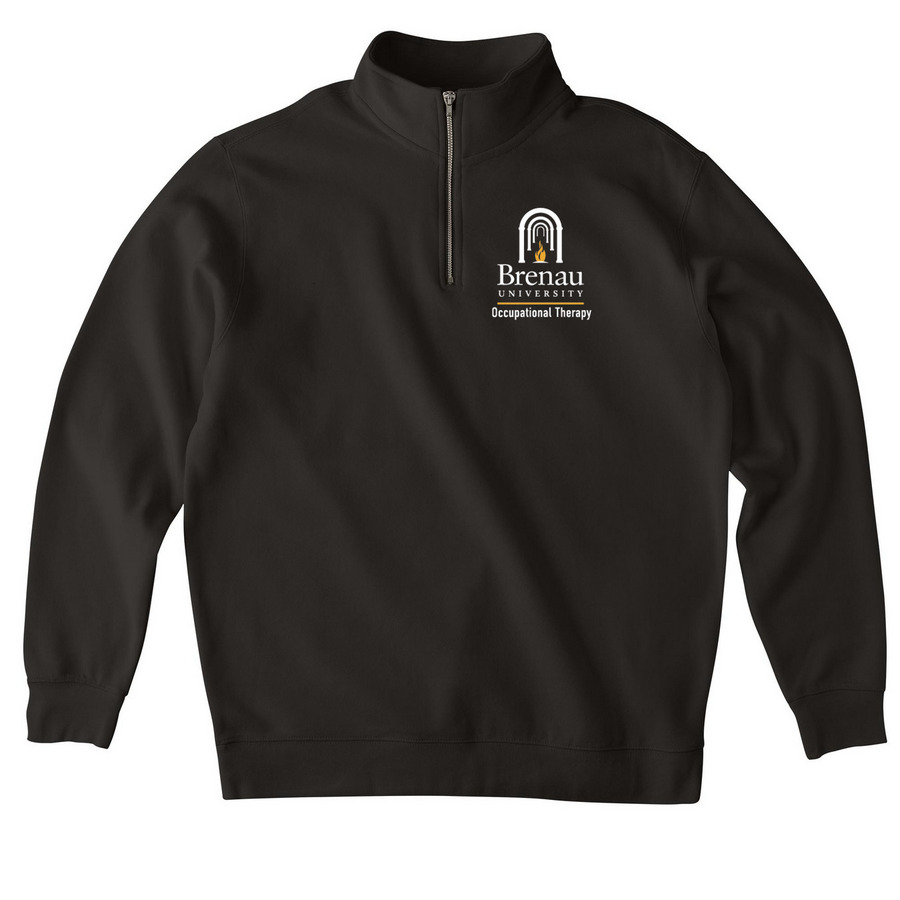 Black Brenau OT Quarterzip, a Black Midweight Quarter Zip Pullover