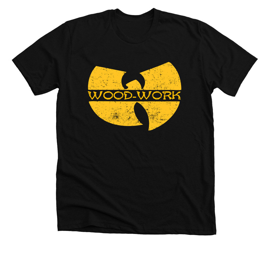Hip Hop meets Woodworking, a Solid Black Blend Premium Unisex Tee