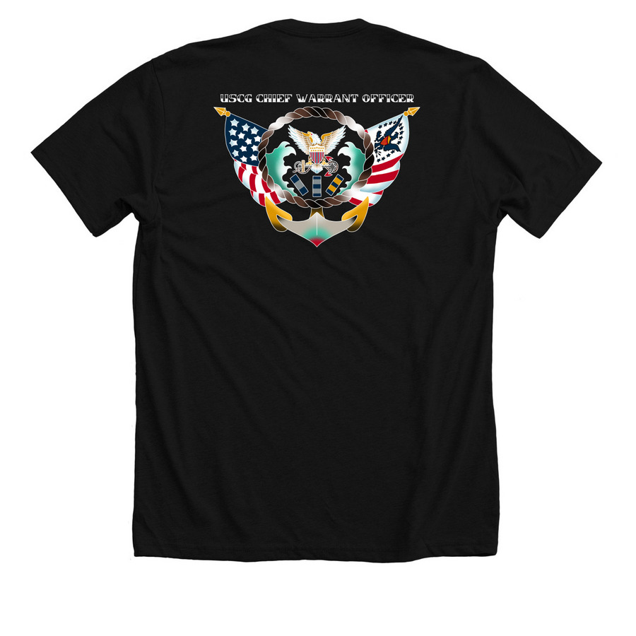 USCG Chief Warrant Officer: Dark Color Shirts, a Solid Black Blend Premium Unisex Tee (back-view)