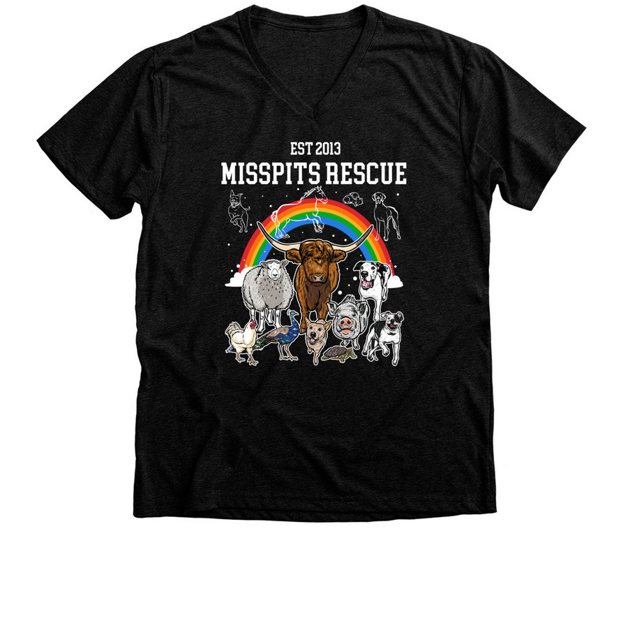 Misspits Rescue established 2013, a Black Heather Premium V-Neck Tee