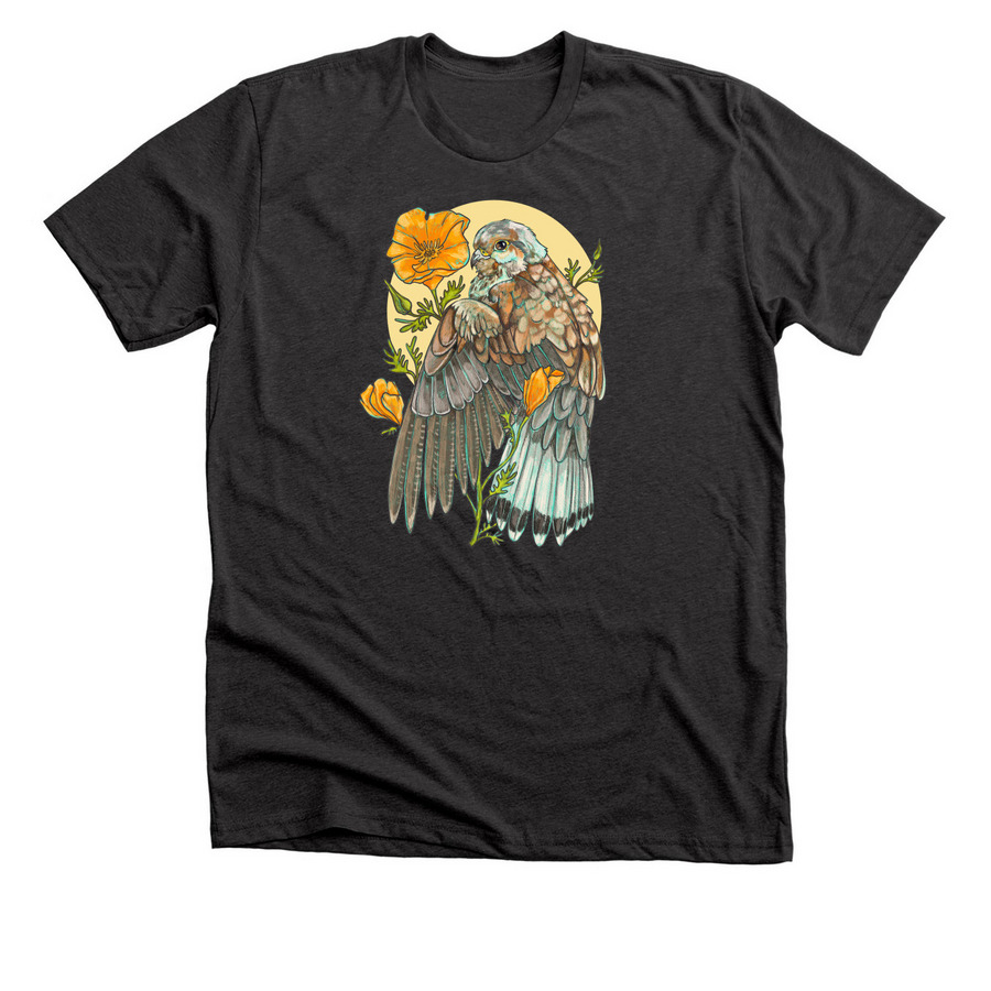 American Kestrel, a Dark Grey Heather Premium Unisex Tee