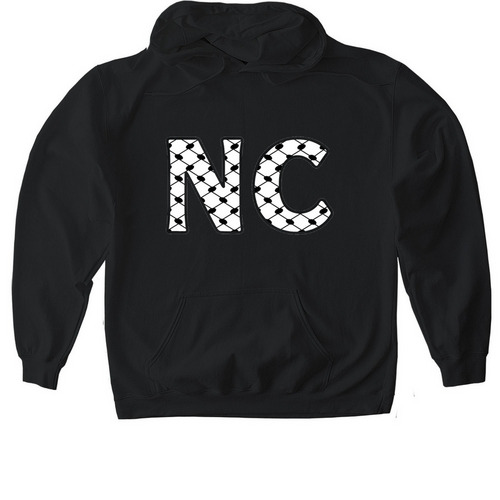 NC for Palestine Letter Hoodie, a Black Gildan Softstyle Pullover Hoodie