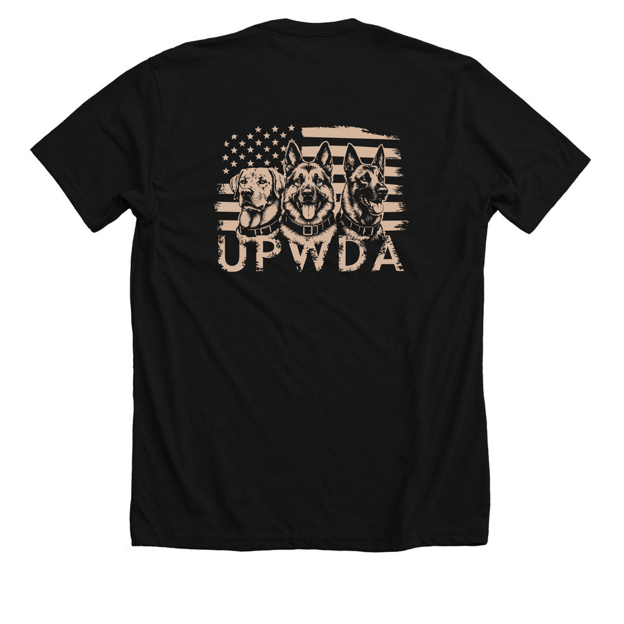 UPWDA 3-Dog Flag Collection ? Dark Edition, a Solid Black Blend Premium Unisex Tee (back-view)