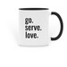 go. serve. love. (mugs), a Black Two-Tone Ceramic Mug