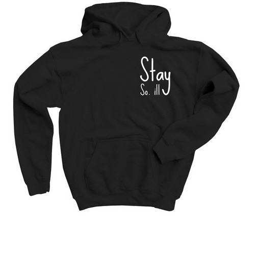 Stay So. ill Youth Collection, a Black Youth Pullover Hoodie