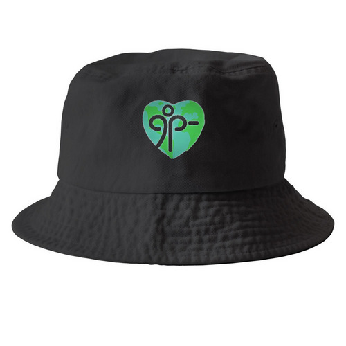 Heart Logo Hats, a Black Printed Bucket Hat