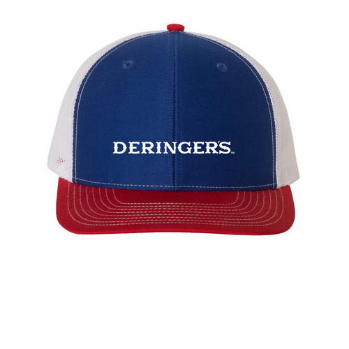 Deringer's Everyday Caps, a Royal/ White/ Red Printed Snapback Trucker Cap