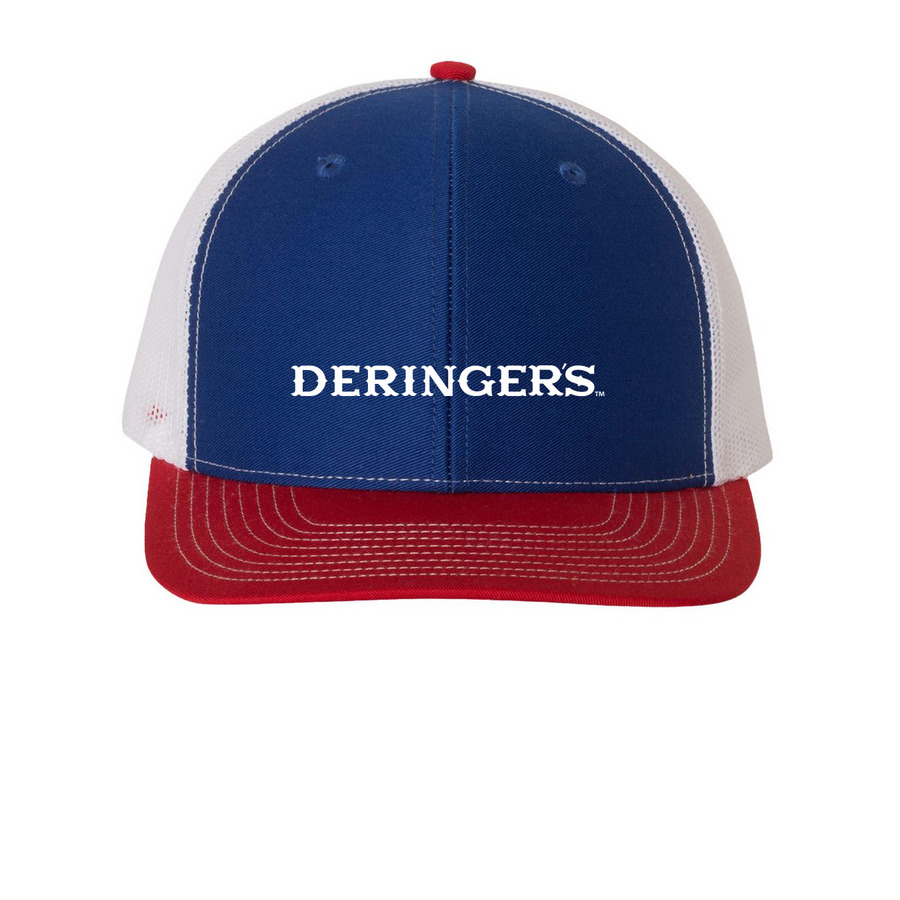 Deringer's Everyday Caps, a Royal/ White/ Red Printed Snapback Trucker Cap