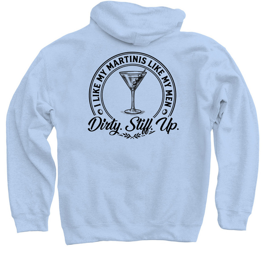 Stuffed Olive Dirty Martini Apparel, a Light Blue Pullover Hoodie (back-view)