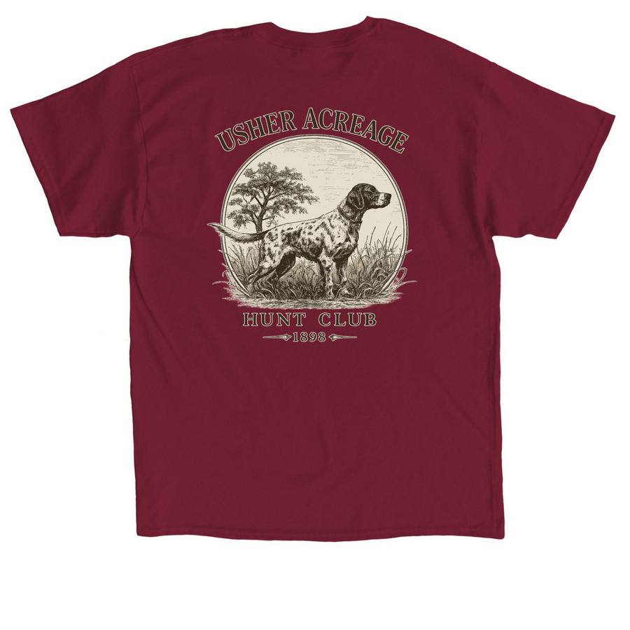 The Bird Dog, a Cardinal Red Classic Unisex Tee (back-view)