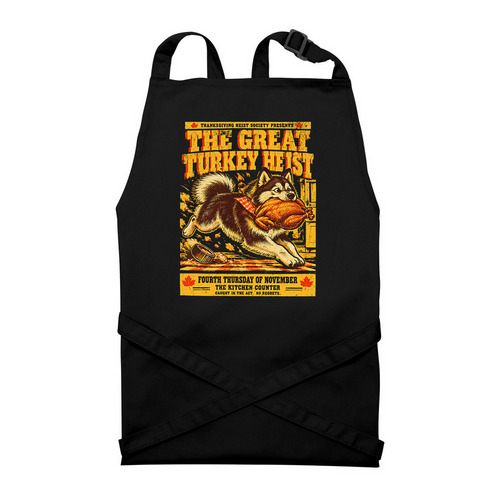 Holiday fun for food, a Black Recycled Bib Apron