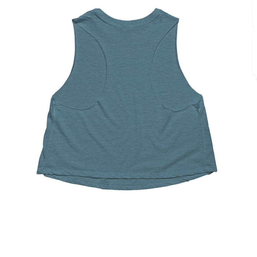 Coastal Pug Rescue Logo Tank, a Heather Deep Teal Women's Cropped Racerback Tank (back-view)