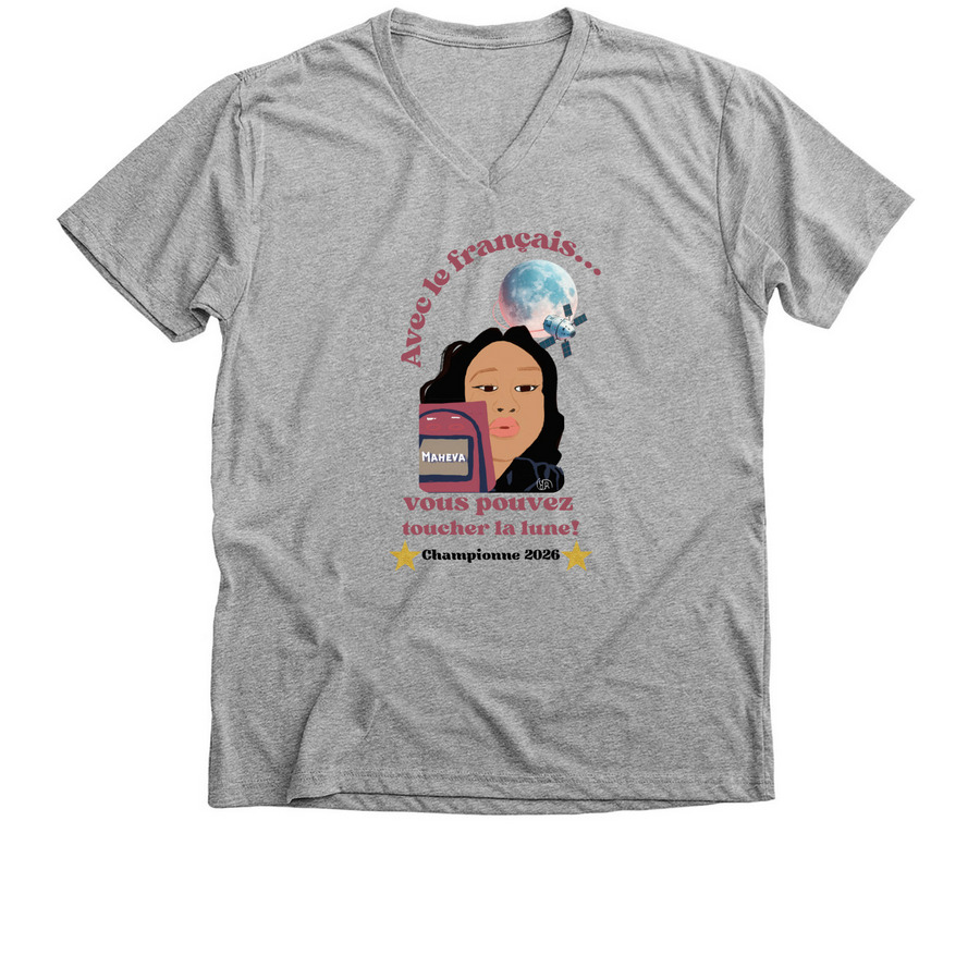 Toucher la lune avec le fran?ais, a Athletic Heather Premium V-Neck Tee